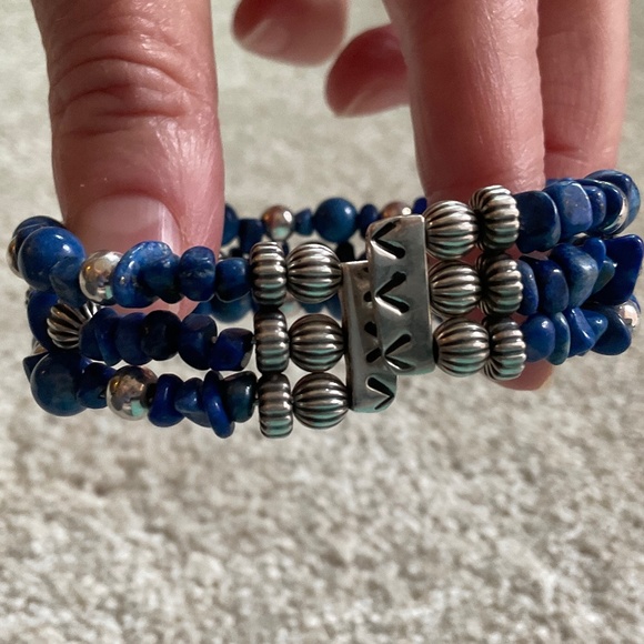 Carolyn Polllack Lapis Lazuli and Sterling Silver Wrap Bracelet - Picture 5 of 5